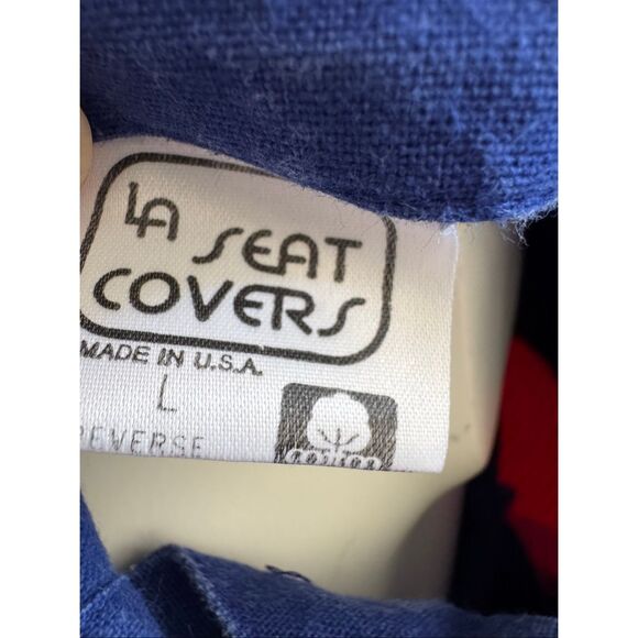 LA Seat Covers women’s L 80’s blue pink colorblock sporty shirt Unton embroidere - Picture 5 of 6